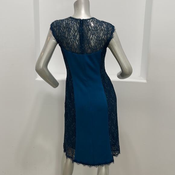 Nanette Lepore Empress Sheath Dress Lace Accent in Aegean Color Size 4 NWT - Picture 2 of 14